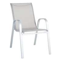 Stackable Sling Patio Chair, Silver & Grey
