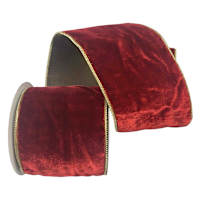 Classic Christmas 4" Red Velvet with Gold Back Ribbon, 5yd