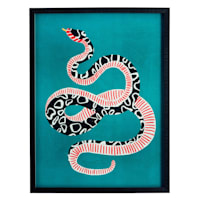 Glass Framed Snake Print Wall Art, 19x25