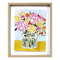 Glass Framed Floral Print Wall Art, 17x21