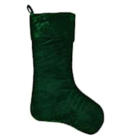 Classic Christmas Green Velvet Stocking, 20"
