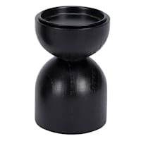 Tracey Boyd Black Wood Pillar Candle Holder, 6"