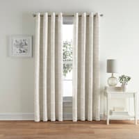 Found & Fable Amelia Taupe Geo Jacquard Light Filtering Curtain Panel, 84"