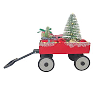 Homespun Holiday LED Red Wagon Tree Decor, 11"