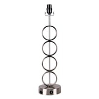 Silver Metal Stack Orb USB Large Table Lamp Base, 23"