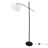 Bronze Finish Arc Floor Lamp with Natural Fabric Drum Shade, 68"