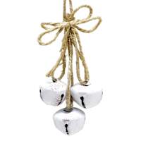 Homespun Holiday Distressed White Jingle Bell Ornament, 6"