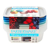 Farberware 10-Piece Aqua, Blue & Grey Storage Container Set, 13.5oz