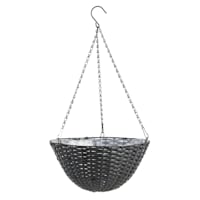 Black Faux Woven Hanging Basket, Large