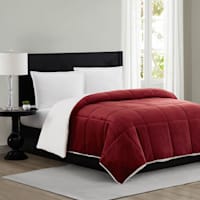 Solid Red Sherpa Comforter, Full/Queen