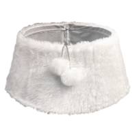 White Faux Fur Tree Collar with Pom-Poms, 26"