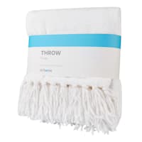 White Fringe Throw Blanket, 50x60