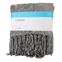 Grey Fringe Throw Blanket, 50x60