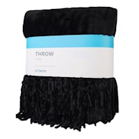 Black Fringe Throw Blanket, 50x60