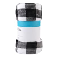Black & White Buffalo Plaid Plush Throw Blanket, 50x60
