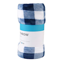 Navy Blue & White Buffalo Plaid Plush Throw Blanket, 50x60