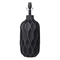 Matte Black Raised Grooves Medium Table Lamp Base, 21"
