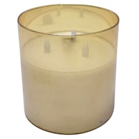 Honeybloom Amber Glass LED Pillar Candle with Timer, 6"