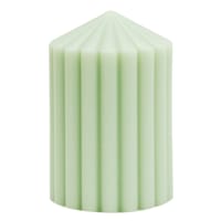 Found & Fable Green Unscented Ribbed Pillar Candle, 3x4