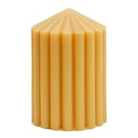 Found & Fable Yellow Unscented Ribbed Pillar Candle, 3x4