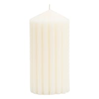 Found & Fable Ivory Unscented Ribbed Pillar Candle, 3x6