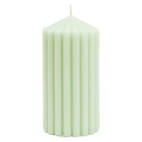Found & Fable Green Unscented Ribbed Pillar Candle, 3x6