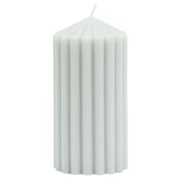 Found & Fable Grey Unscented Ribbed Pillar Candle, 3x6