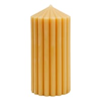 Found & Fable Yellow Unscented Ribbed Pillar Candle, 3x6