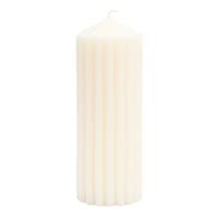 Found & Fable Ivory Unscented Ribbed Pillar Candle, 3x8