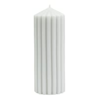 Found & Fable Grey Unscented Ribbed Pillar Candle, 3x8