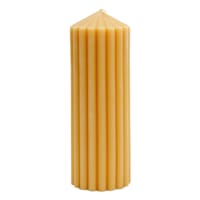 Found & Fable Yellow Unscented Ribbed Pillar Candle, 3x8