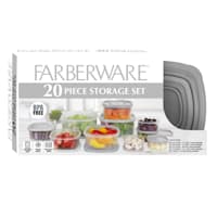 Farberware 20-Piece Square Food Storage Set with Light Grey Lids