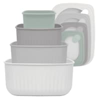 4-Piece Rectangle Storage Bowls, Light Grey