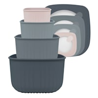 4-Piece Square Storage Bowl Containers, Blue