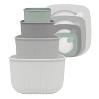 4-Piece Square Storage Bowl Containers, Light Grey