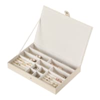 Vinyl Jewelry Organizer with Lid, Beige