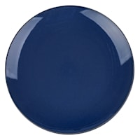 Set of 4 Dark Blue Reactive Glazed Stoneware Dinner Plates, 10.5"