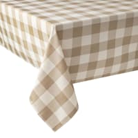 Taupe & Ivory Buffalo Plaid Yarn Dyed Tablecloth, 60x84