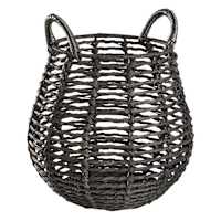 Rocco Black Rattan Storage Basket, Medium