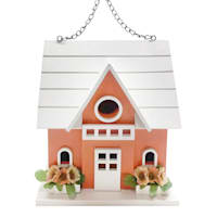 Orange Hanging Cottage Birdhouse, 8.5"