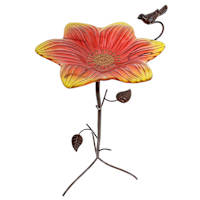 Floral Outdoor Birdbath with Stand, 26"