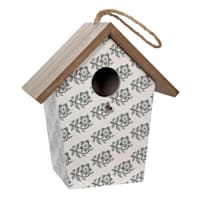 Honeybloom Floral Block Print Rustic Birdhouse, 8"