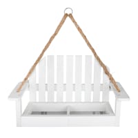White Porch Swing Wooden Bird Feeder, 15"