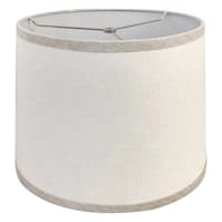 Off-White with Grey Trim Tapered Drum Medium Table Lamp Shade, 12x14x10