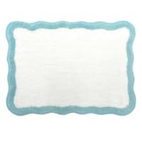 Tiny Dreamers Aqua Scalloped Border Bath Rug, 17x24