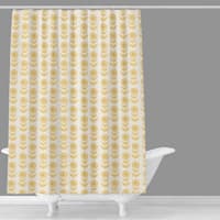 Honeybloom Yellow Flower Stamp Printed Shower Curtain, 72"