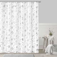 Providence Silver Floral Scroll Shower Curtain, 72"