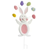 Homespun Easter Bunny Juggling Eggs Yard Stake, 37"