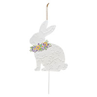 Honeybloom White Easter Bunny Yard Stake, 13"