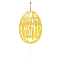 Honeybloom Happy Easter Yellow Egg Metal Yard Stake, 13"